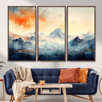 Warm Clouds Abstract Mountain Wall Art, Modern Landscape Canvas Print