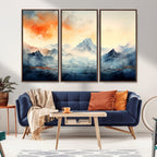 Warm Clouds Abstract Mountain Wall Art Canvas Print
