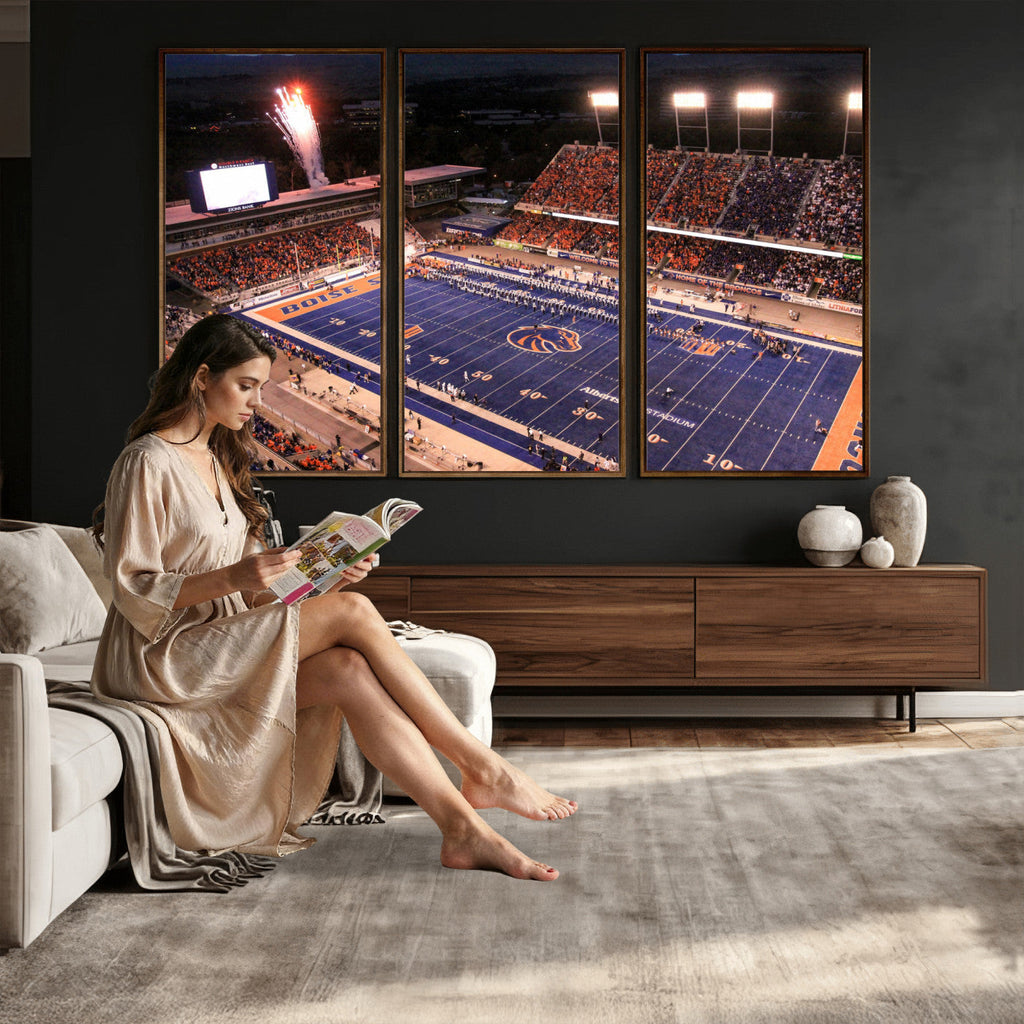 Boise State Broncos Albertsons Stadium Wall Art Canvas Print