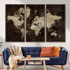 World Map Wall Art Canvas Print | Framed Travel Map Wall Art