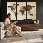 World Map Canvas Art Print | Framed Travel Map Wall Art