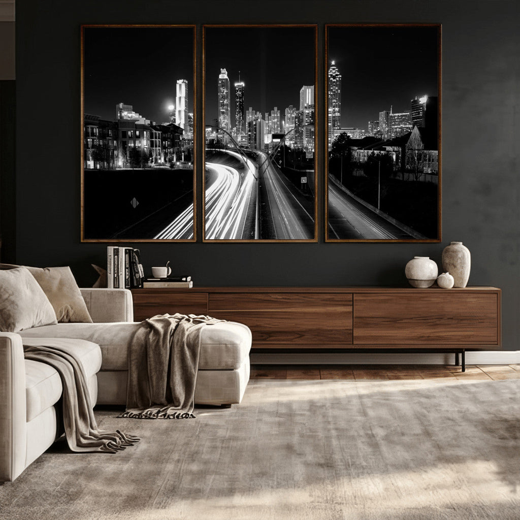 Atlanta Skyline Wall Art Canvas Print, Atlanta Downtown Night Cityscape
