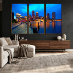 Boston Wall Art Canvas Print, Boston City Downtown Night Cityscape