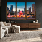 Chicago Wall Art Canvas Print - Chicago City Downtown Night Cityscape