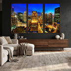 Chicago Wall Art Canvas Print - Chicago City Downtown Night Cityscape