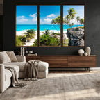 Tropical Beach Wall Art Canvas Print, Palm Tree Ocean Landscape Photography