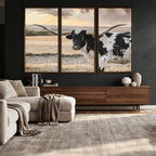 Texas Longhorn Bull Rustic Wall Art Canvas Print
