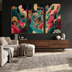 Colorful Japanese Landscape Print: Maximalist Panoramic Wall Art