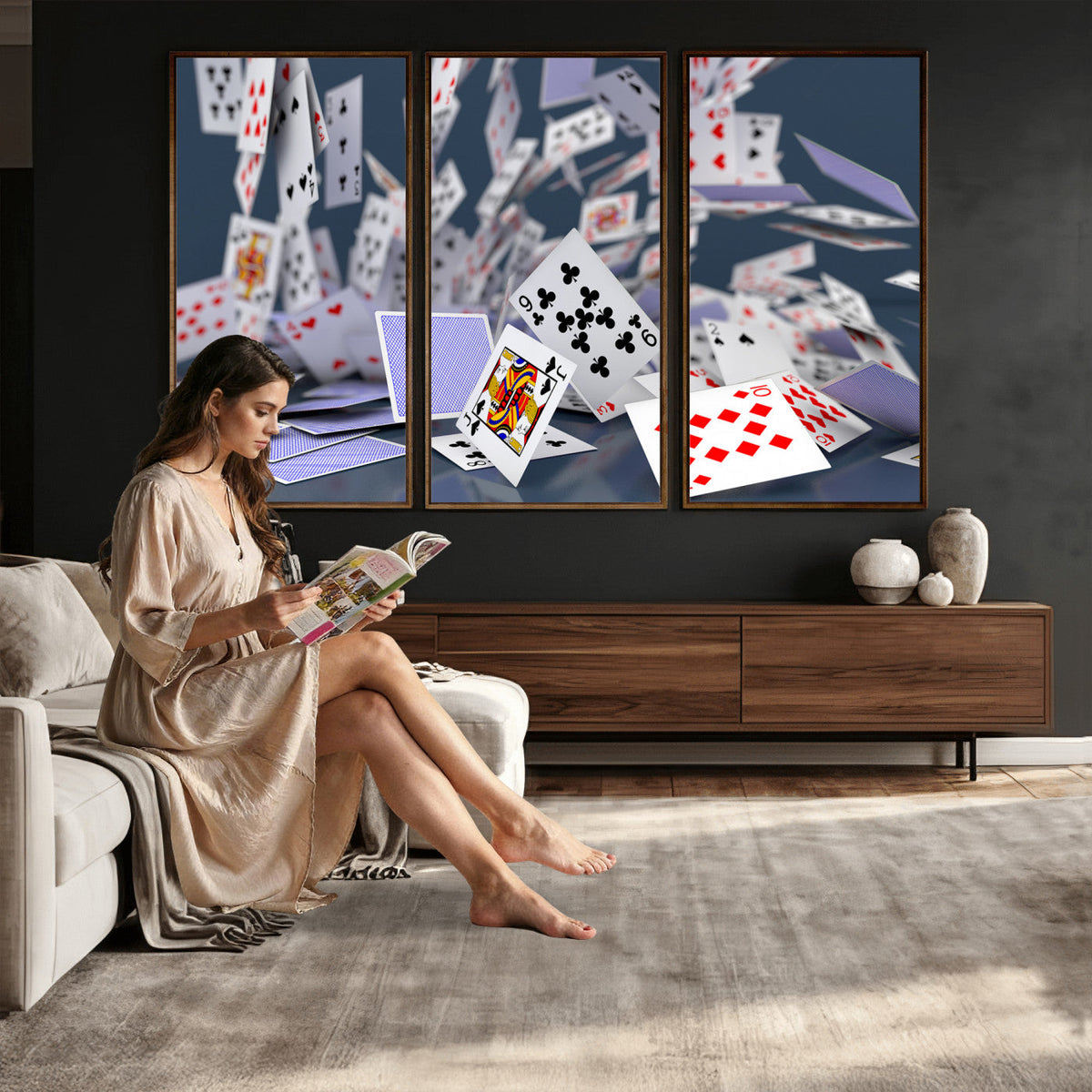 Playing Cards Canvas Wall Art | Casino Game Room Decor