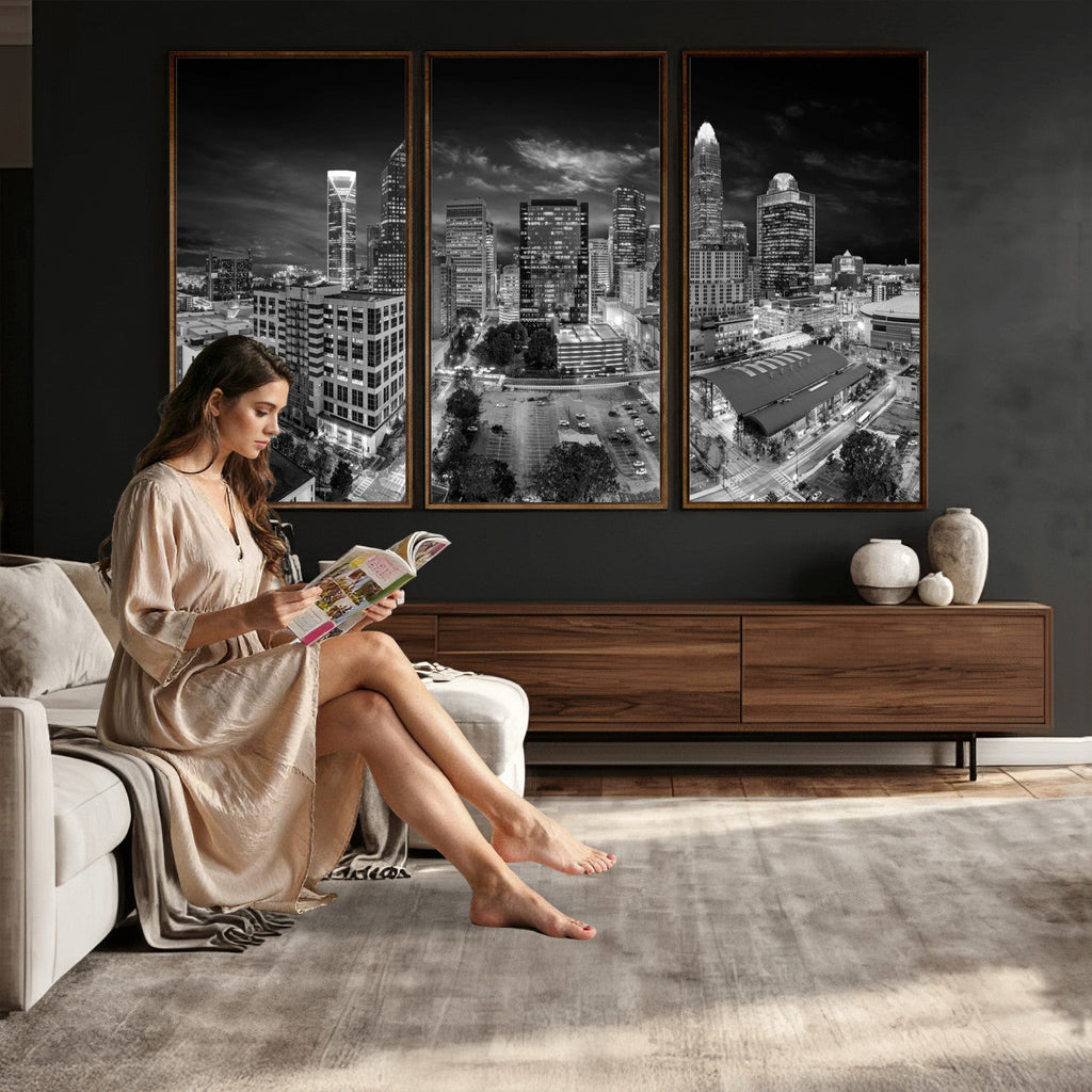 Charlotte Skyline Canvas Wall Art Print | North Carolina Cityscape