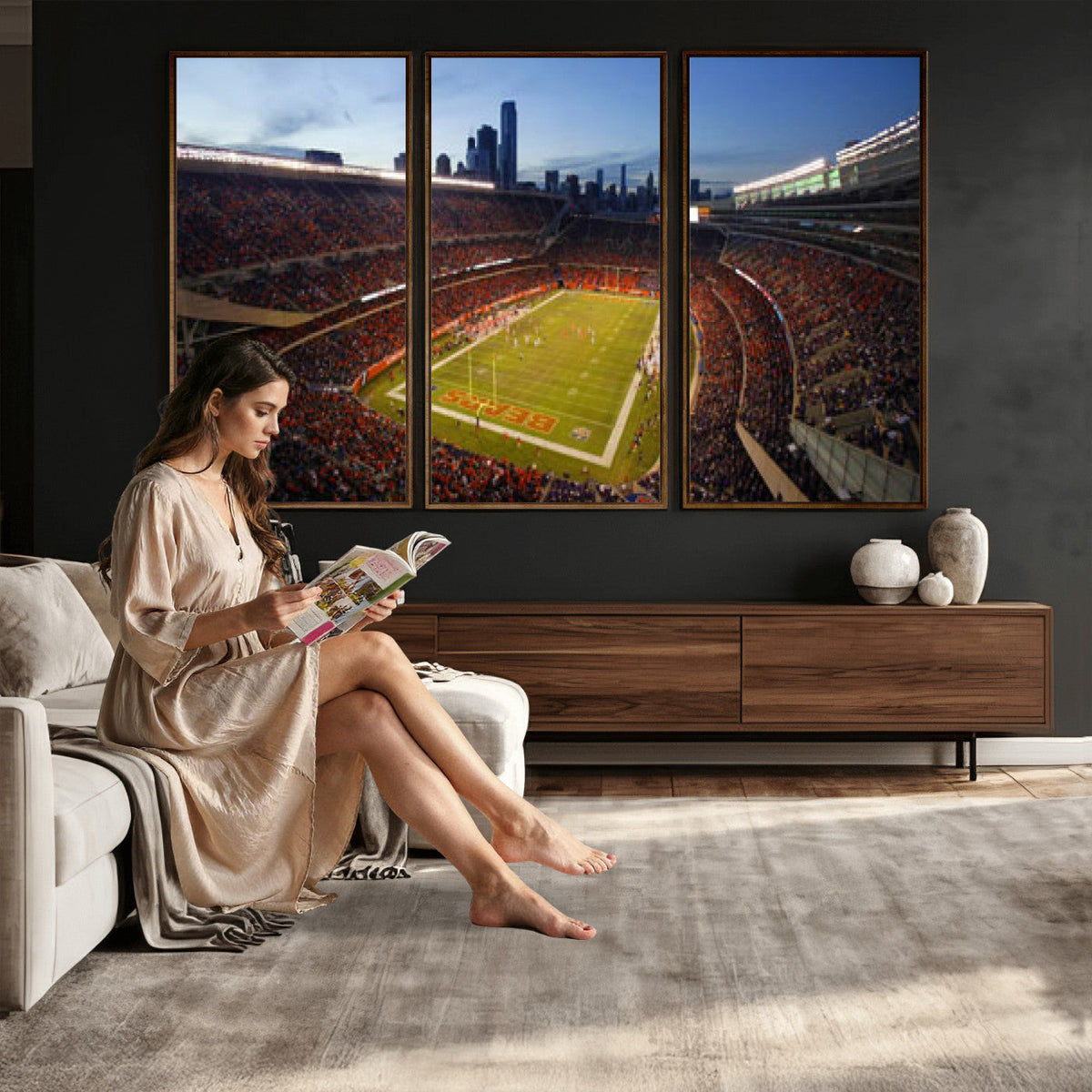 Chicago Bears Soldier Field Canvas Wall Art, NFL Stadium Panorama