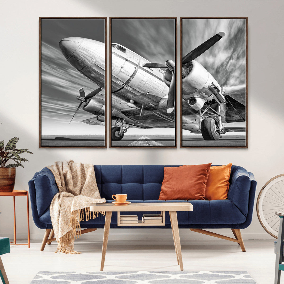 Vintage Airplane on Runway Canvas Print