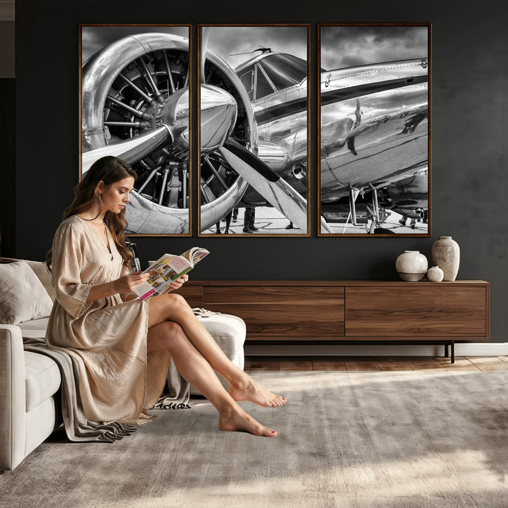 Vintage Antique Airplane Wall Art Canvas Print