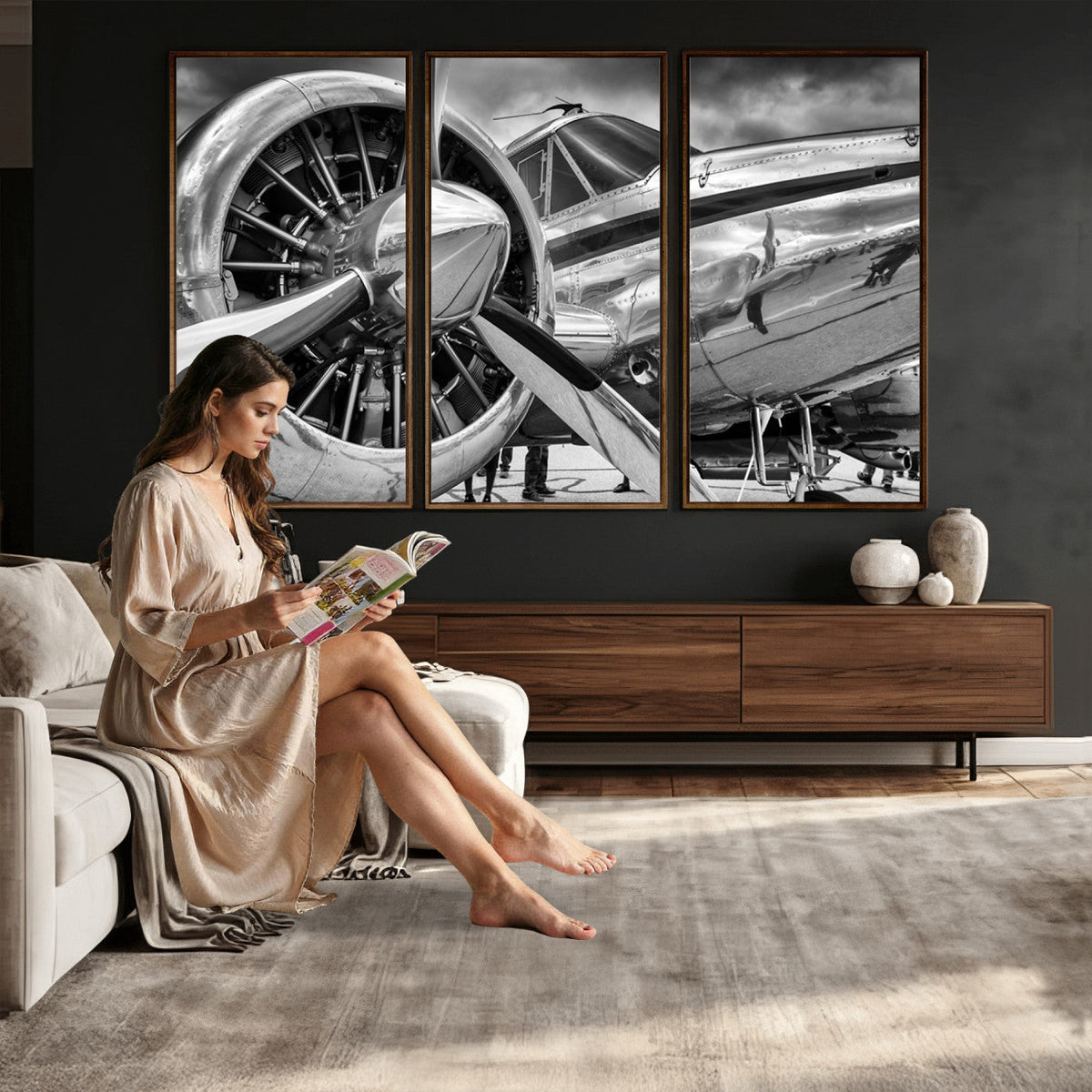Vintage Antique Airplane Wall Art Canvas Print