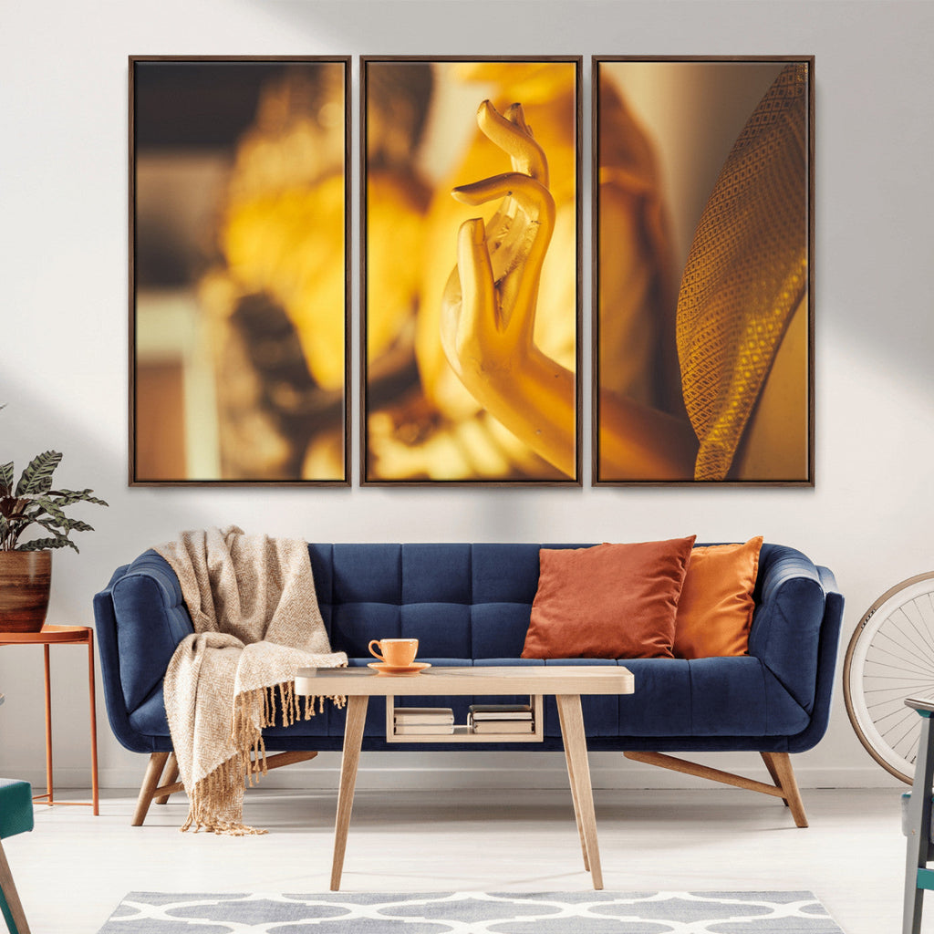 Gold Buddha Statue Hands Wall Art Canvas Print