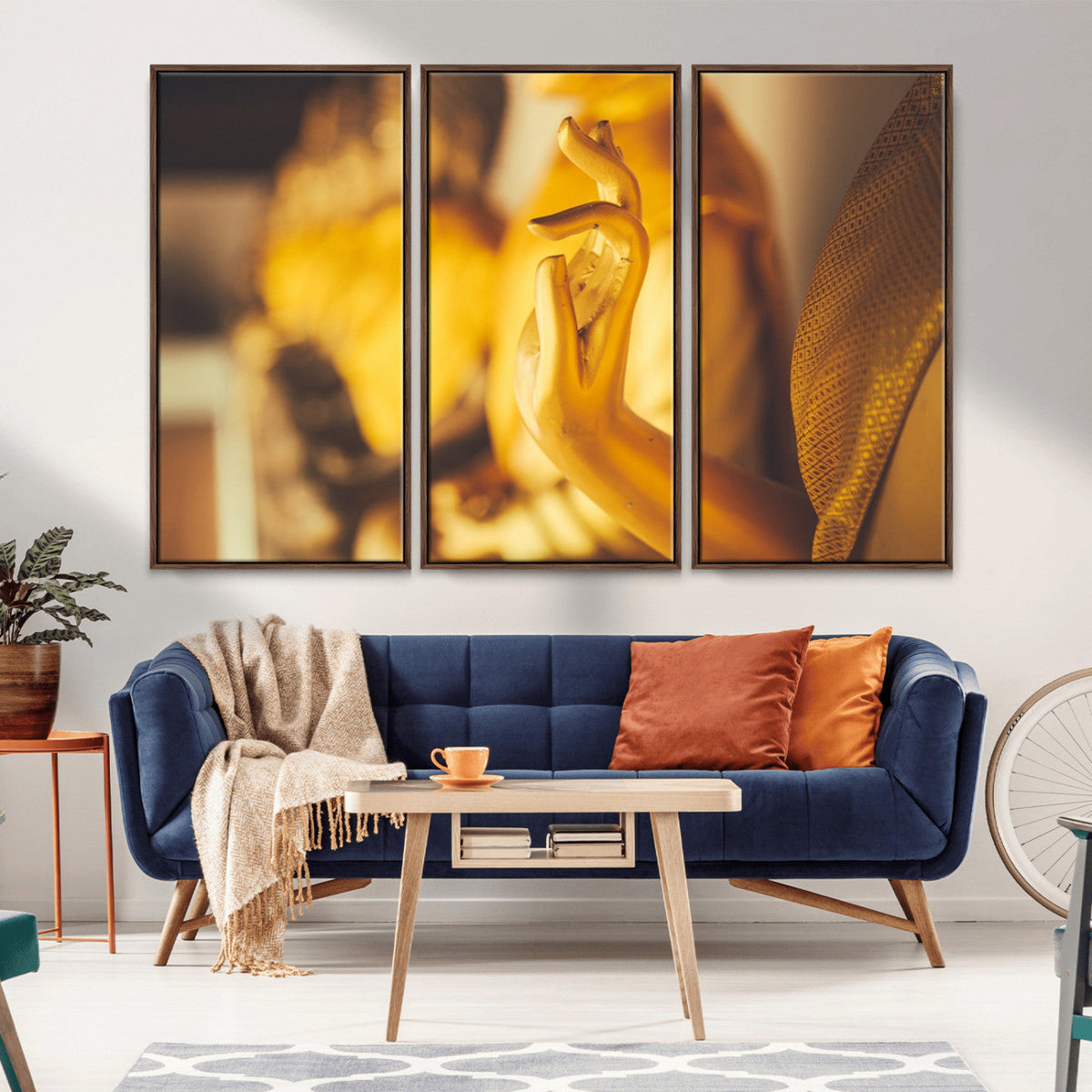 Gold Buddha Statue Hands Wall Art Canvas Print
