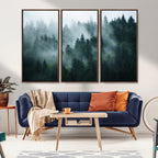 Misty Forest Wall Art | Serene Green Landscape Canvas Print