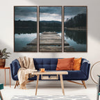 Wooden Bridge Near Lake Wall Art Canvas Print