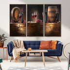 Wine and Barrels Wall Art Canvas Print