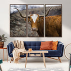 Framed Big Cow Animal Wall Art Canvas Print