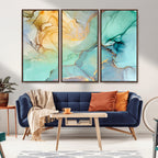 Green Marble Fluid Effect Abstract Canvas Wall Art Print