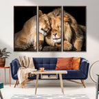 Lion and Lioness Wall Art Canvas Print | African Wildlife Animal Art