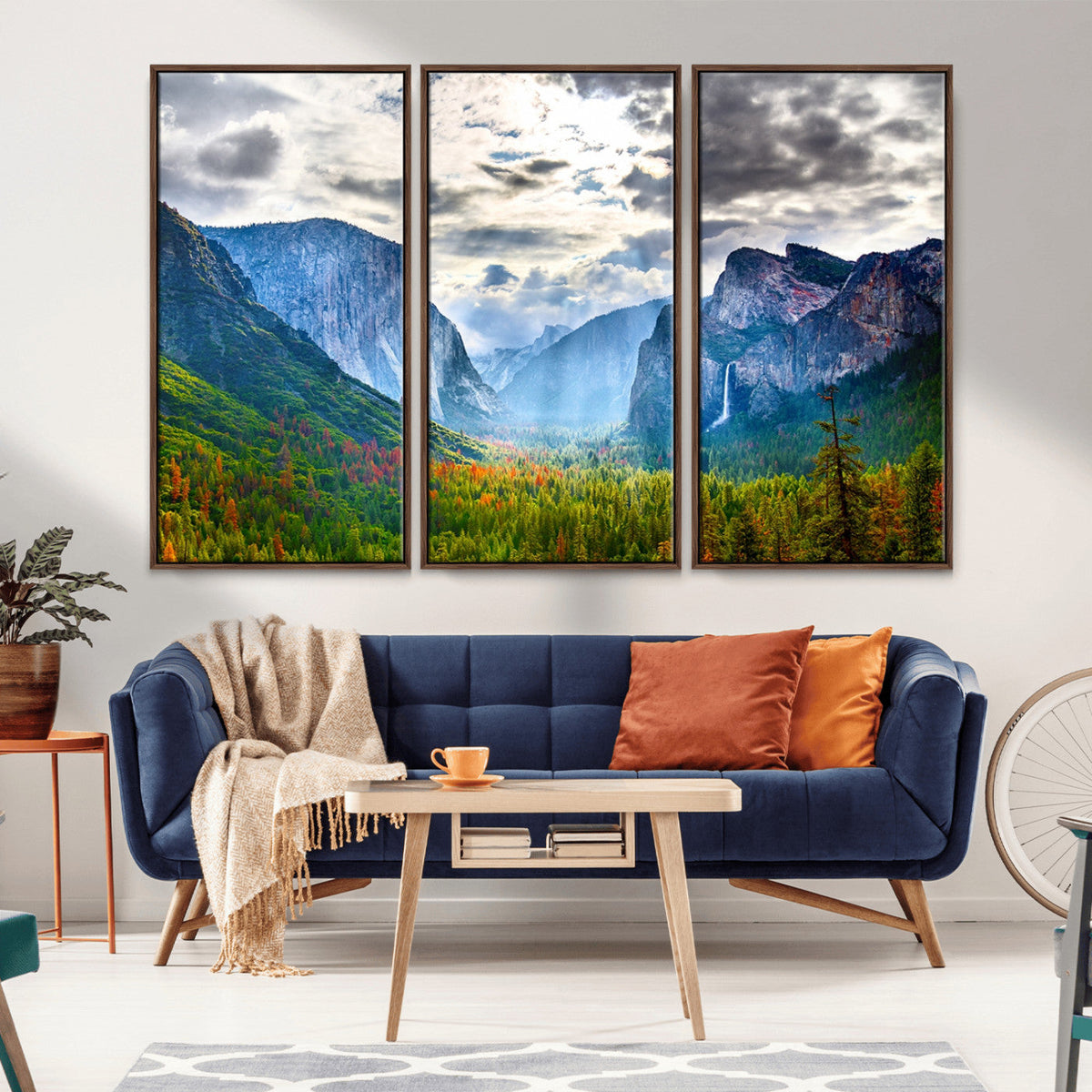 Yosemite Park Half Dome 3 Panel Canvas Print | Large Giclée Landscape Wall Art