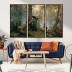 Baby Bears in Forest Wall Art Canvas Print