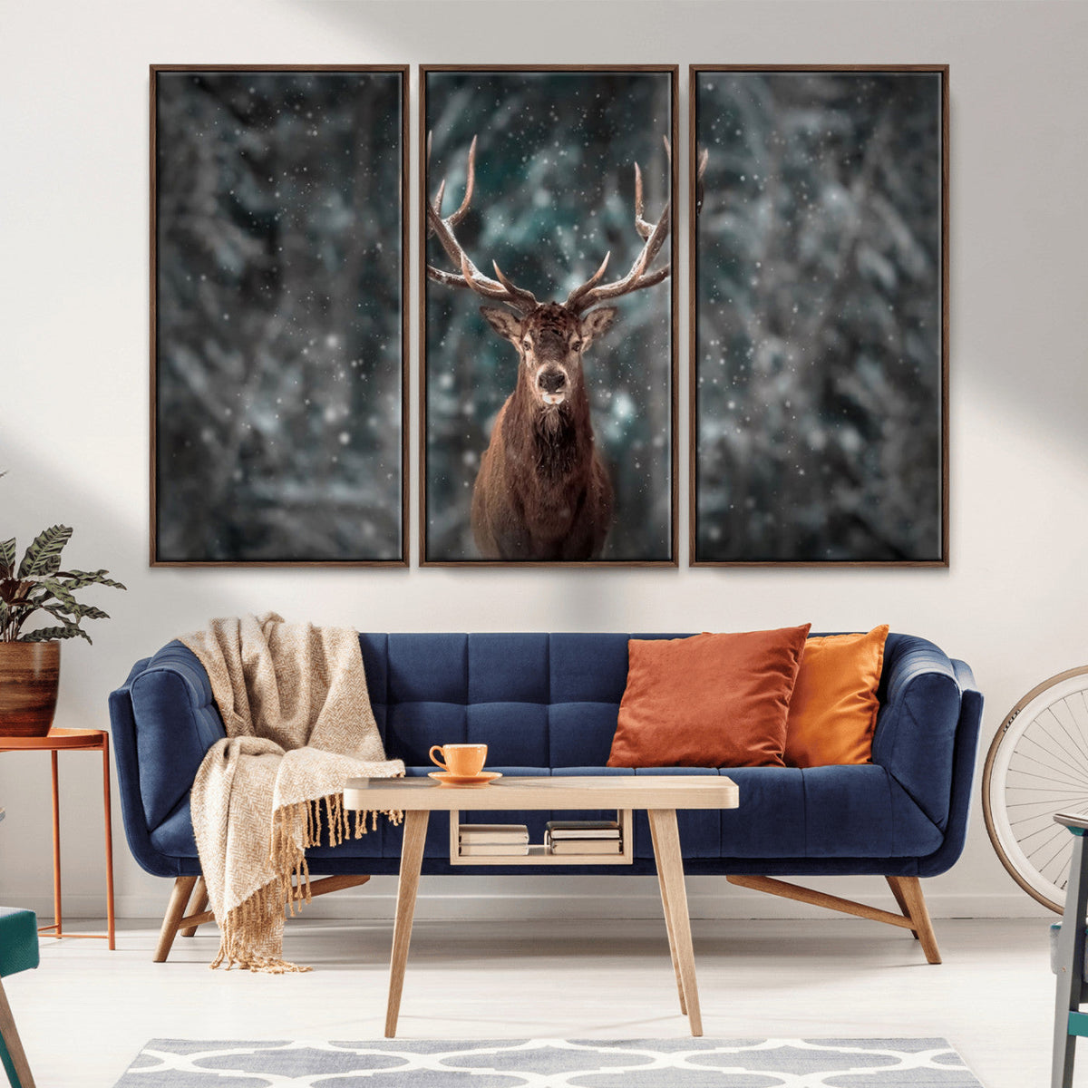 Wall Art Deer Art Animal Canvas, Framed Wall Art Deer Canvas