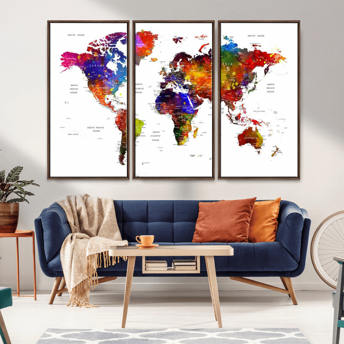 World Map Canvas Print | Detailed Map of the World Wall Art