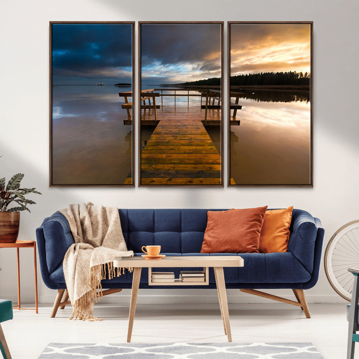 Serene Lake Pier at Sunset Canvas Print | Landscape Wall Art | Ready to Hang