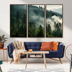 Misty Forest Wall Art Premium Canvas Print, Foggy and Serene Atmosphere