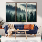 Captivating Misty Forest Wall Art, Foggy and Serene Atmosphere Canvas Print