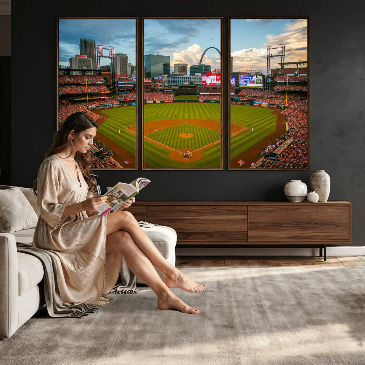 St. Louis Cardinals Baseball Team Print, Busch Stadium Wall Art, Framed and Ready to Hang