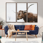 Rustic Bull Wall Art Canvas Print, Modern Longhorn Farmhouse Animal Decor