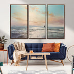 Abstract Ocean Wall Art, Boat Wall Art Canvas Print