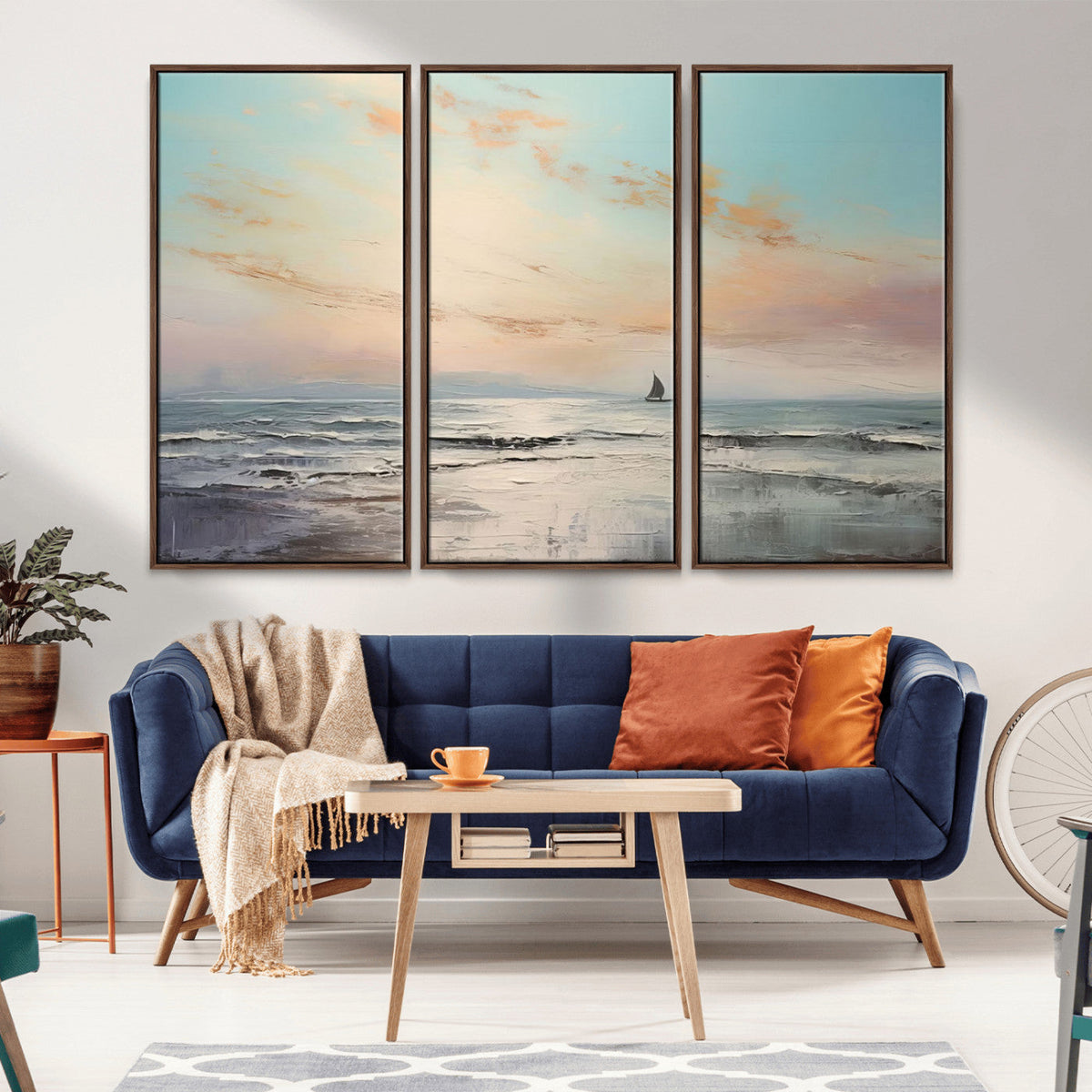 Abstract Ocean Wall Art, Boat Wall Art Canvas Print