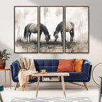 Chinese Ink Style Vintage Horses Wall Art Canvas Print