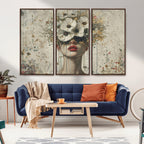 Abstract Floral Women Pastel Wall Art Canvas Print