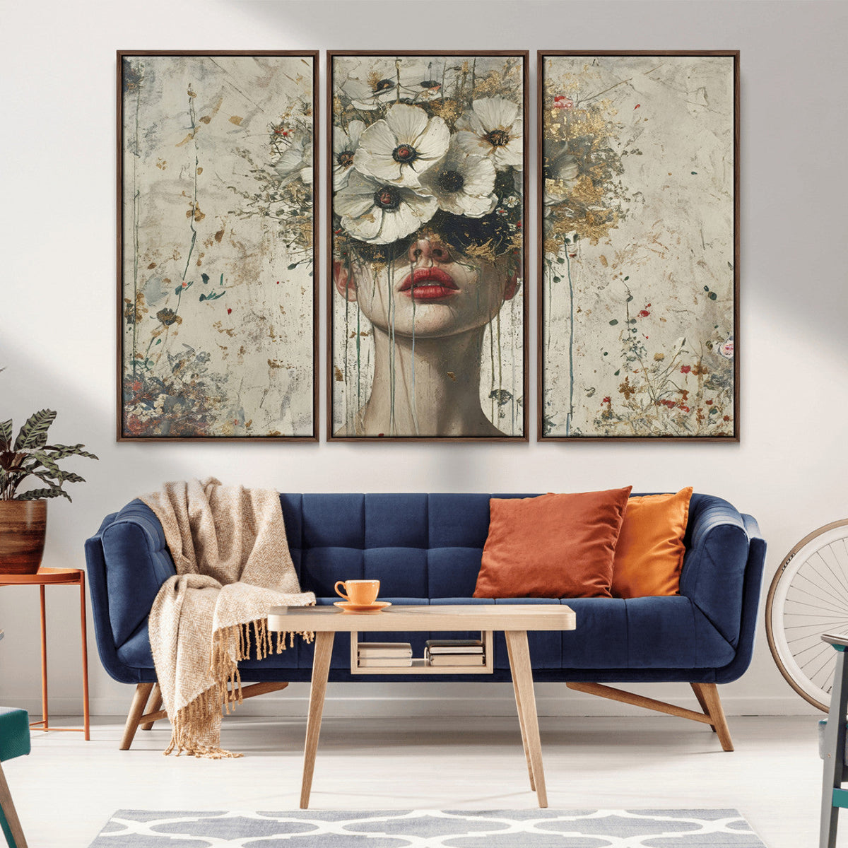 Abstract Floral Women Pastel Wall Art Canvas Print
