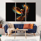 Fiery Phoenix Canvas Print | Ready to Hang Wall Art | Bold Fantasy Decor