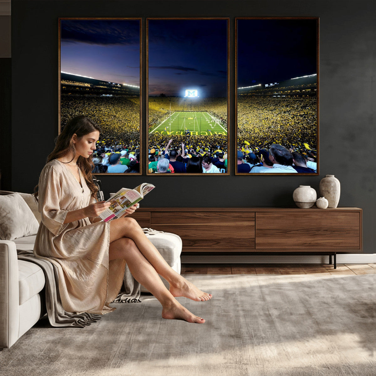 University of Michigan Wolverines Football Team Print, Ann Arbor, Extra Large Game Room Wall Decor