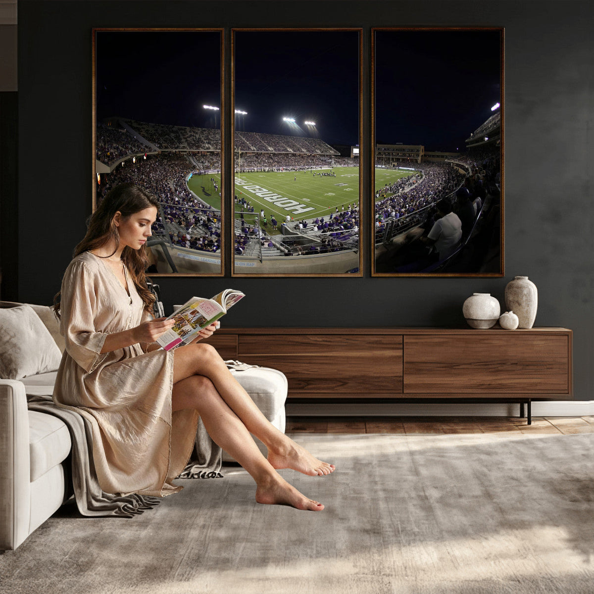 TCU Horned Frogs Football Team Print, Fort Worth Amon G. Carter Stadium