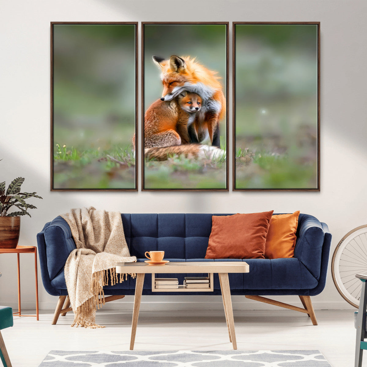 Heartwarming Fox and Baby Cub Wall Art | Canvas Print of Foxes in Nature