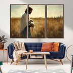 Jesus the Good Shepherd Wall Art Canvas Print, Inspirational Christian Religious Print for Prayer Room