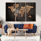 World Map Canvas Print | Framed Travel Map Wall Art for Couples