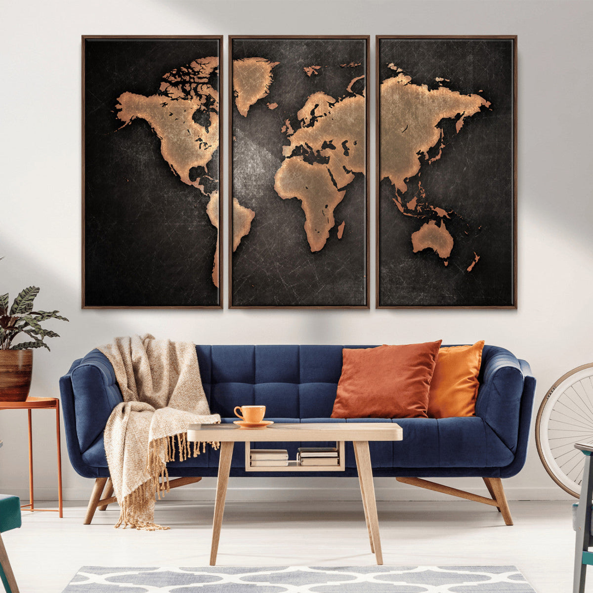 World Map Canvas Print | Framed Travel Map Wall Art for Couples