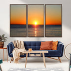 Golden Horizon Sunset Over Ocean Wall Art Canvas Print | Tropical Beach Canvas