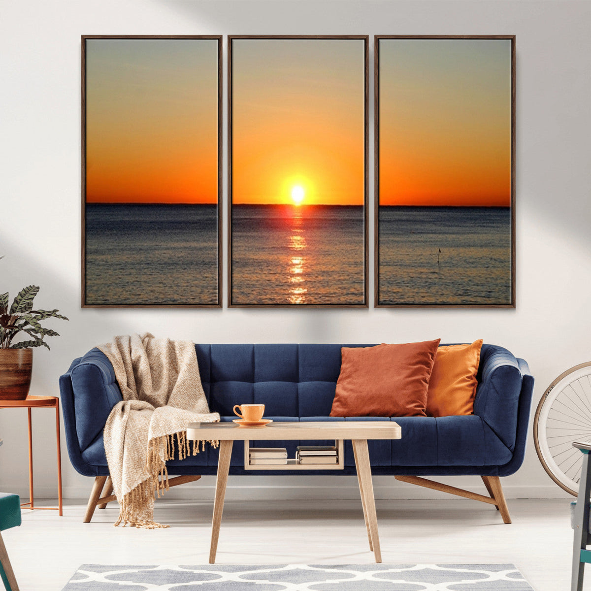 Golden Horizon Sunset Over Ocean Wall Art Canvas Print | Tropical Beach Canvas