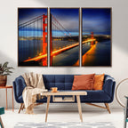 Large Wall Art San Francisco Canvas Print - Wonderful Golden Gate Bridge at Twilight